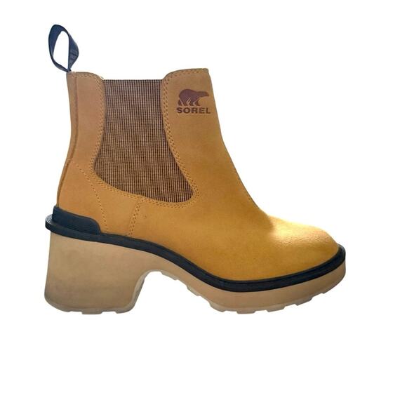 SOREL Hi-Line Chelsea Leather Boot in Geo Yellow Size 7 - Picture 1 of 5